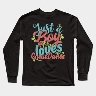 Just A Boy Who Loves Great Danes dog Gift graphic Long Sleeve T-Shirt